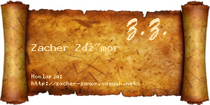 Zacher Zámor névjegykártya